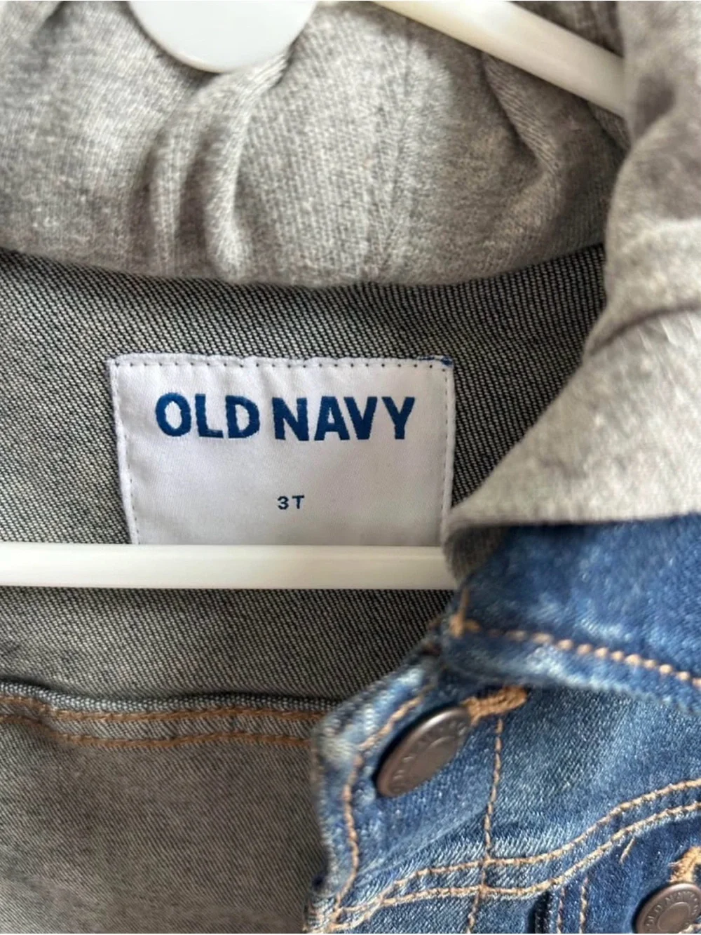 Old Navy Toder Dark Blue Denim Jacket with Grey Hood